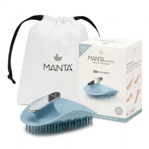 Manta Mirror Kırılma Önleyici Esnek ve Hassas Kolay Saç Tarama Fırçası Powder Blue
