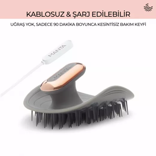Manta Pulse Titreşimli Saç Derisi Masaj Fırçası Cool Grey
