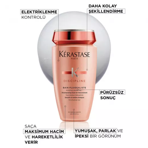 KERASTASE Discipline Bain Fluidealiste Asi Kabarık Saçlar İçin Düzleştirici Parlaklık Şampuanı 250ml
