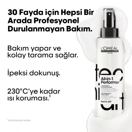 LOREAL Tecni Art All-in-1-Performer 30 Faydalı Durulanmayan Saç Bakım ve Şekillendirme Spreyi 190ml