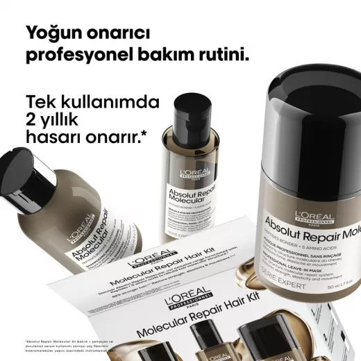 LOREAL Absolut Repair Molecular Repair Hair Kit Trio Üçlü Onarıcı Mini Saç Bakım Seti