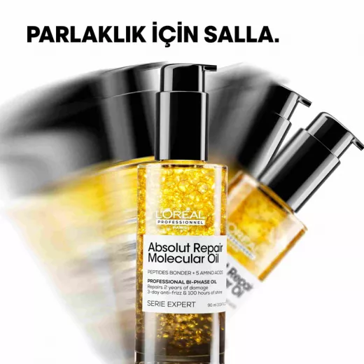 LOREAL Absolut Repair Molecular Oil Yıpranmış Saçlar İçin Onarıcı ve Güçlendirici Çift Fazlı Saç Bakım Yağı 90ml