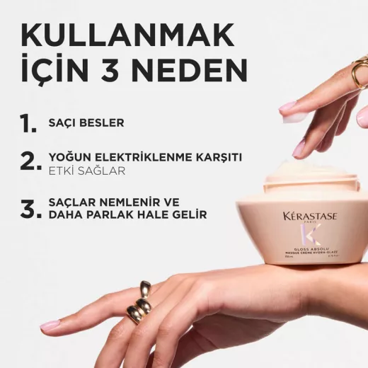 Kerastase Gloss Absolu Masque Creme Hydra-Glaze Kalın Telli Saçlar İçin Elektriklenme Önleyici Parlaklık Maskesi 200ml