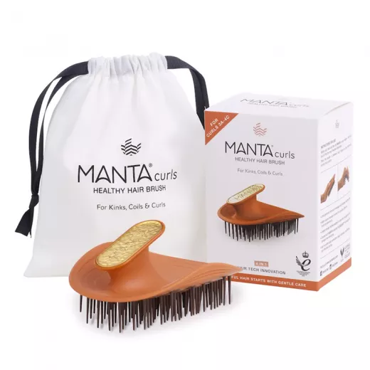 Manta Curls Kıvırcık Saçlar İçin Kırılma Önleyici Esnek ve Hassas Kolay Tarama Fırçası Amber Orange