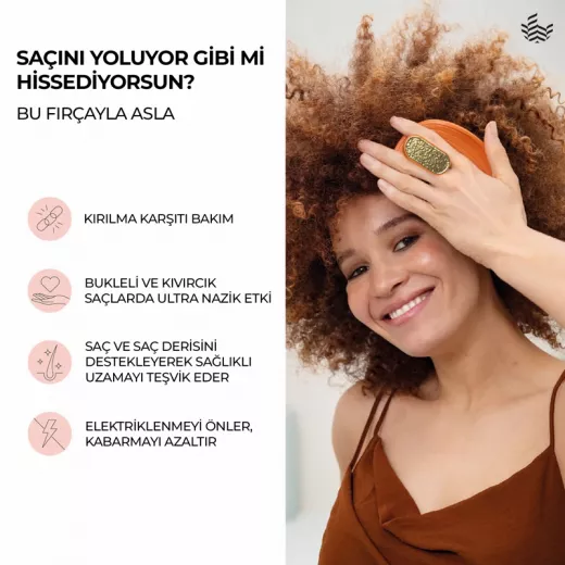 Manta Curls Kıvırcık Saçlar İçin Kırılma Önleyici Esnek ve Hassas Kolay Tarama Fırçası Soft Teal