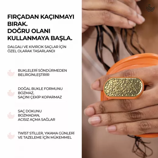 Manta Curls Kıvırcık Saçlar İçin Kırılma Önleyici Esnek ve Hassas Kolay Tarama Fırçası Soft Teal