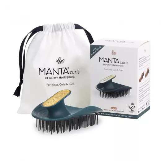 Manta Curls Kıvırcık Saçlar İçin Kırılma Önleyici Esnek ve Hassas Kolay Tarama Fırçası Soft Teal