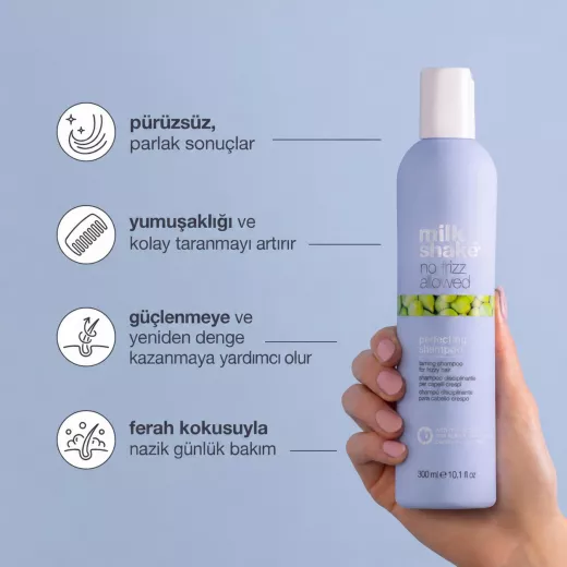 milkshake No Frizz Allowed Asi ve Kabarık Saçlar İçin Elektriklenme Önleyici Pürüzsüzleştirici Şampuan 300ml