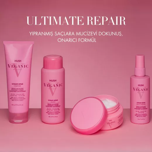 HUSH Veganic Ultimate Repair Yıpranmış Saçlar İçin Onarıcı Sülfatsız Şampuan 300ml