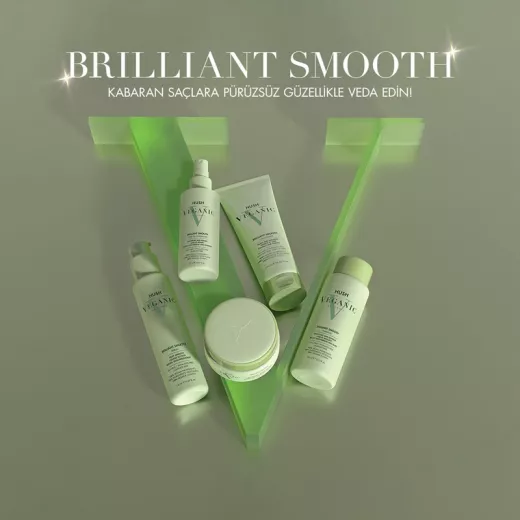 HUSH Veganic Brilliant Smooth Asi ve Kabarık Saçlar İçin Pürüzsüzleştirici Krem 1000ml
