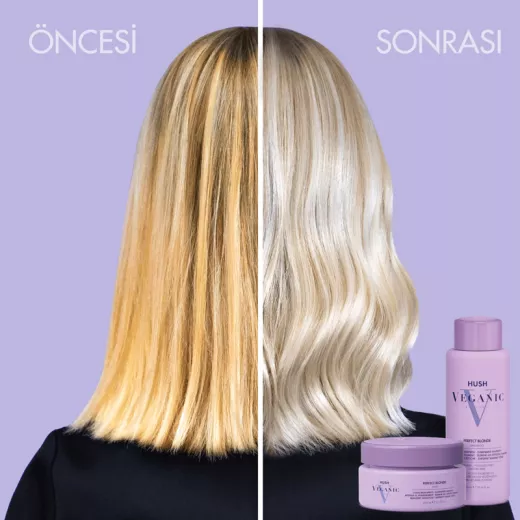 HUSH Veganic Perfect Blonde Sarı Saçlar İçin Turunculuk Önleyici Mor Tonlama Şampuanı 1000ml