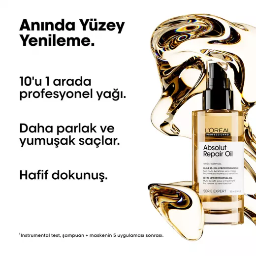 LOREAL Absolut Repair 10 in 1 Kuru ve Yıpranmış Saçlar İçin 10 Etkili Çok Fonksiyonlu Bakım Yağı 90ml